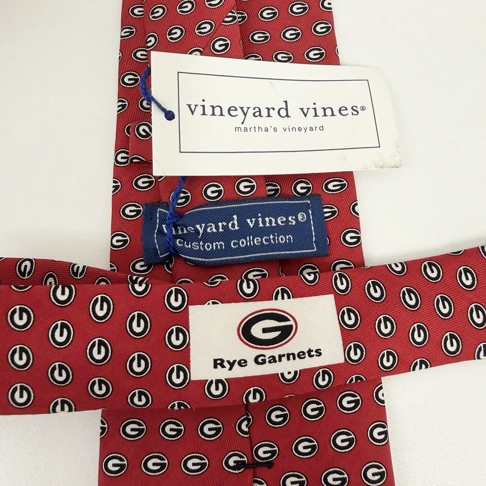 Vineyard Vines NEW Men's Tie Rye Garnets High School Football Red 3 3/8